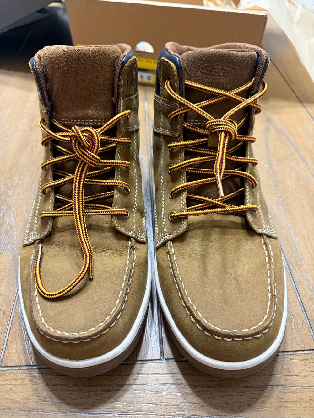 KEEN Men's Brown Leather Moc Toe Work Boots